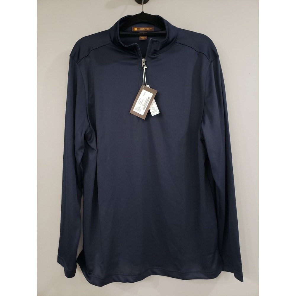 NEW Harriton Men Advantage Snag Protection Quarter-Zip Pullover large Navy blue